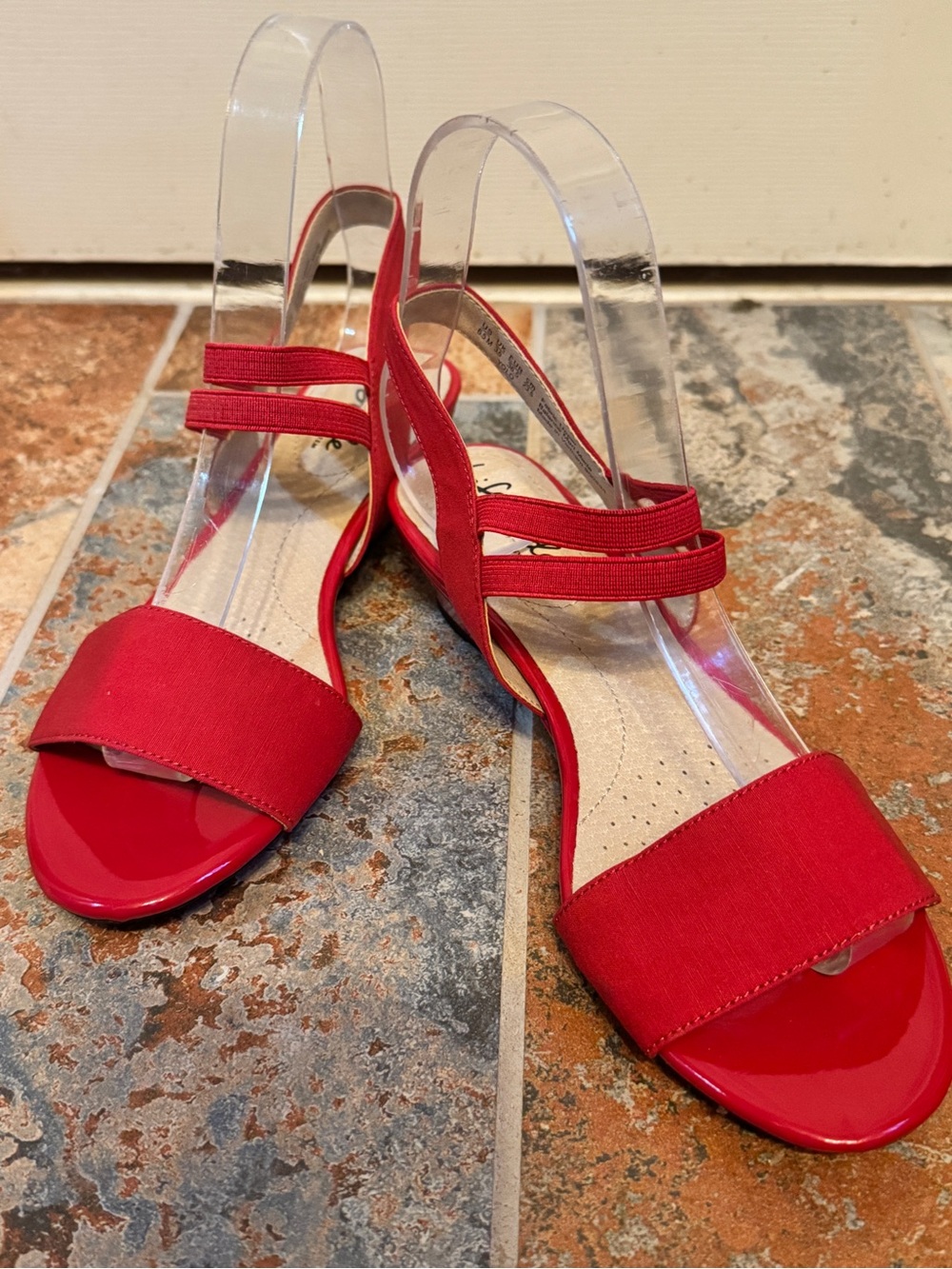 NWOB!! Life Stride Rich Red Open-Toe Double-Strap Sandals!